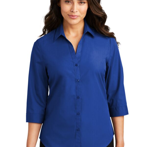 Ladies 3/4 Sleeve Carefree Poplin Shirt Thumbnail